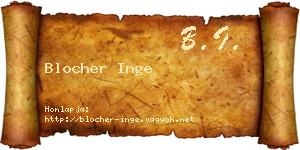 Blocher Inge névjegykártya